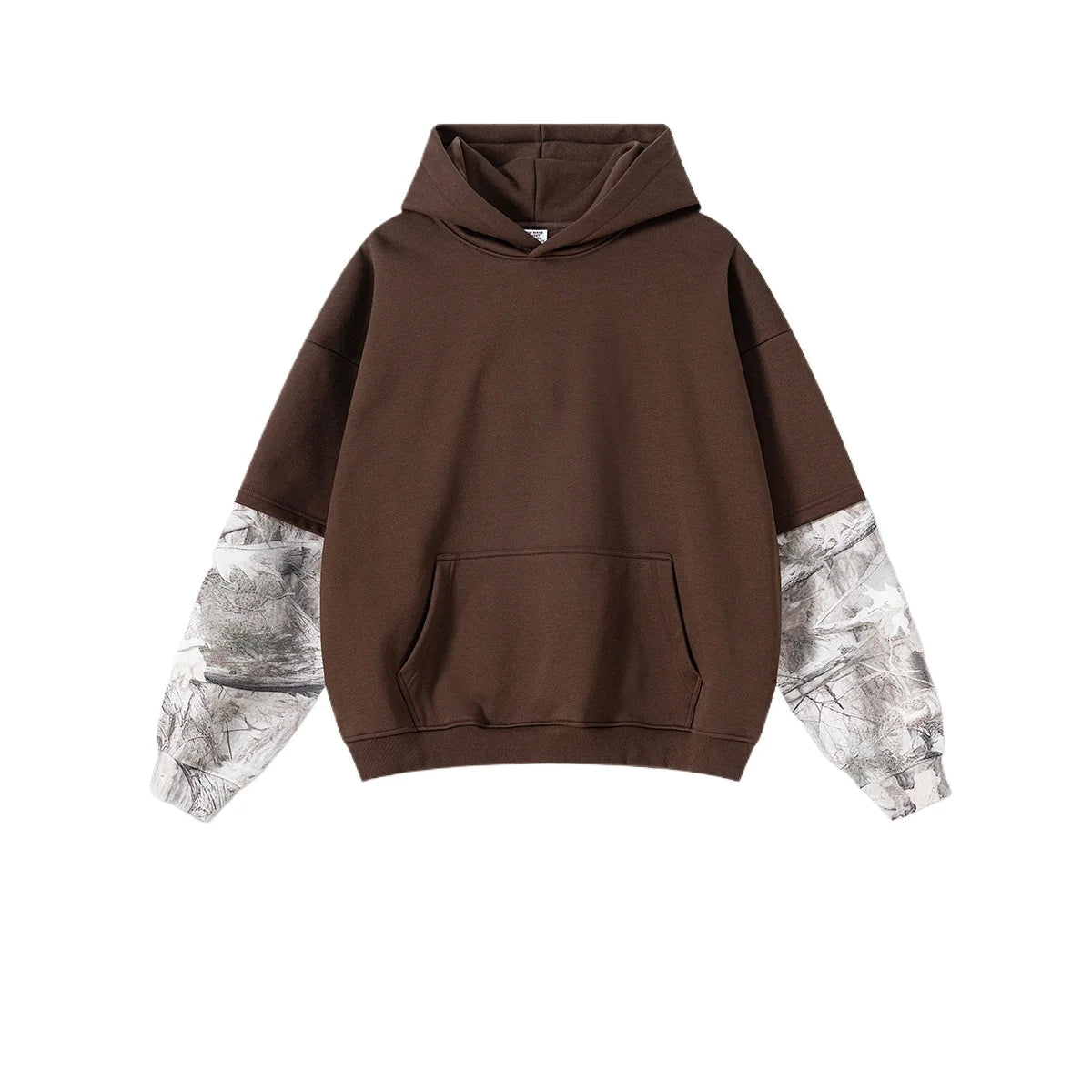 Custom LOGO Men's 2025 Autumn New 340G fleece-lined Fake Two-piece Camouflage Sweater T-Shirt Casual Pants Set