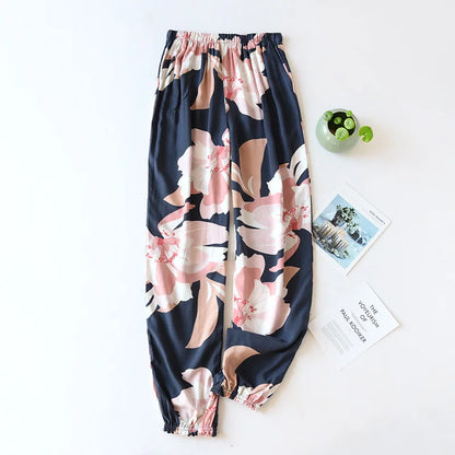 Summer new ladies 100%viscose pajama set short-sleeved shorts thin section home service loose large size two piece set plus size