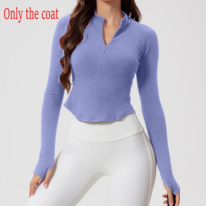 Half Zipper Running Fitness Jacket Outdoor Sports Long Sleeved Women Slim Gym Workout Top Female Yoga Clothes Quick Dry Jacket
