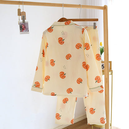 Spring/Summer 2026 New Women's 100% Cotton Gauze Thin Long Sleeve Pants Two Piece Cardigan Homewear Set Sleepwear Pijama
