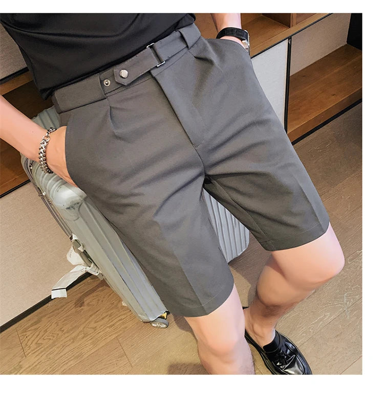 4 Color Summer British Style Suit Shorts 2023 Men Naples Business Casual Slim Fit Short Pant Fashion Slim Fit Solid Color Pants