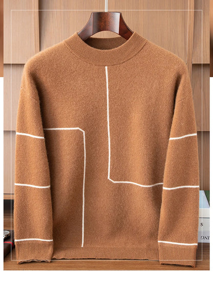 Men's Thick 100% Cashmere Sweater O-neck Long Sleeve Pullover Autumn Winter Soft Warm Cashmere Knitwear Smart Casual Jumper Tops