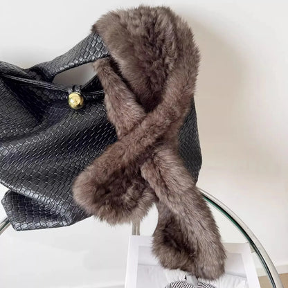 Korean-quality sable color scarf Real rabbit fur scarves women's autumn and winter versatile woven sable hair scarf, fur collar