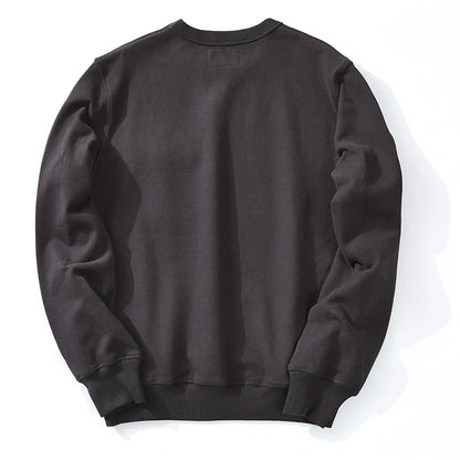 Men's Amekaji 490g Heavyweight French Terry Sweatshirt - Solid Color Crew Neck Pullover Kangaroo Pocket Thick Hoodie