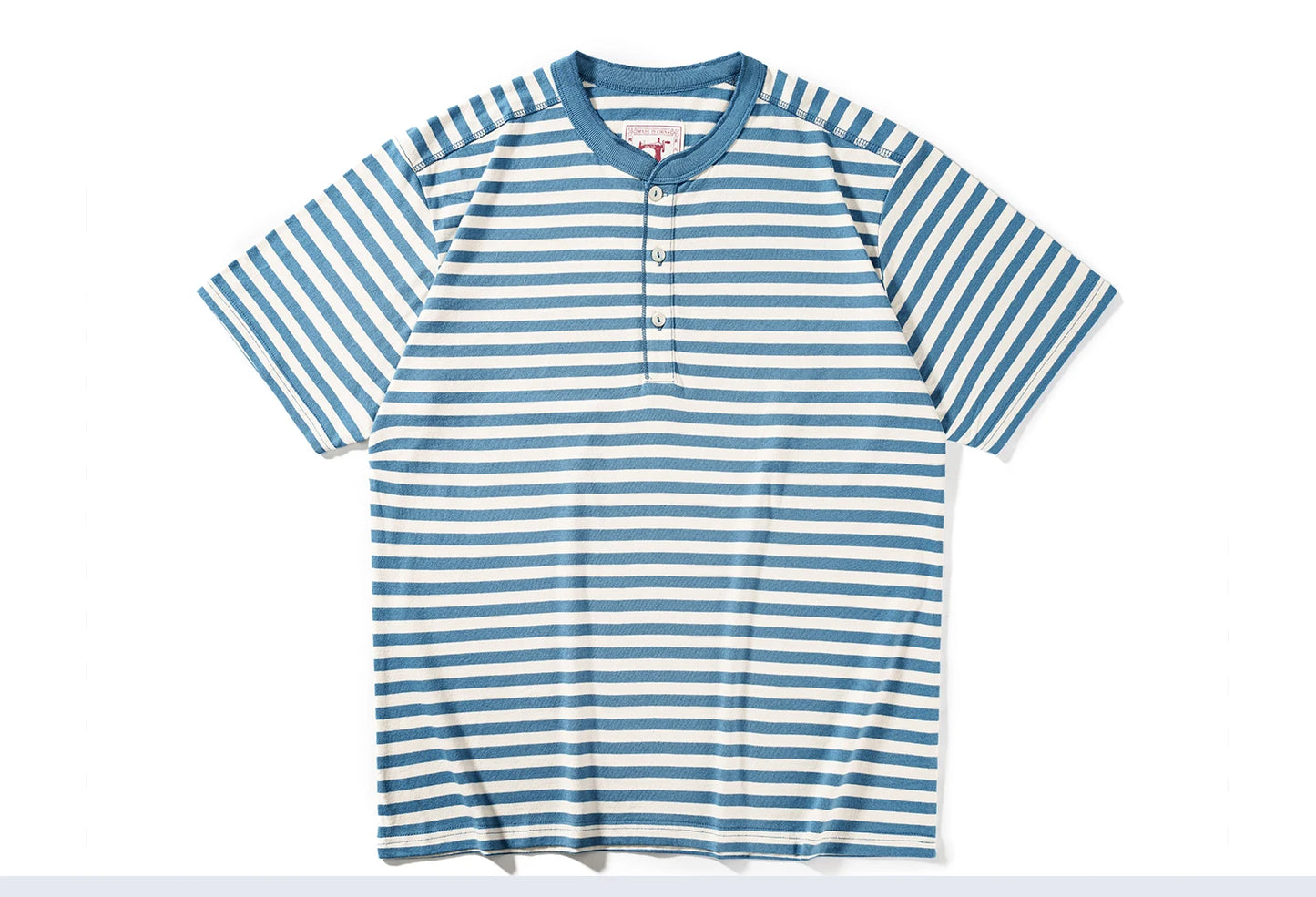 American Retro Sea Soul Shirt 270g Heavy Cotton T-shirt Men's Casual Round Neck Short Sleeve T-shirt Striped Base T-shirt