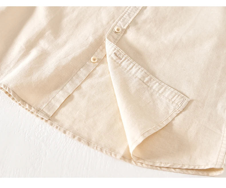 Summer Linen Cotton Men's POLO Collar Shirt Casual Business Short Sleeved Cardigan Fashion Loose Breathable Comfortable T-shirt