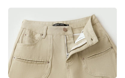 CHIC VEN Women Jeans Solid Loose Casual New Split Wide Leg Denim Pant Workwear Female Trousers Spring Autumn 2025