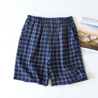 Spring and summer men's new style 100% cotton crepe shorts casual couple pajamas men and women solid color plus size home pants