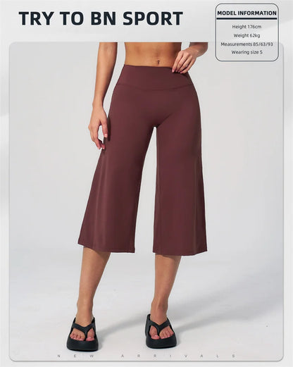 TRY TO BN Wide Leg Yoga Medium Pants Women Naked Feel High Waist Tummy Control Buttery Soft Gym Fitness Running Workout Bottoms