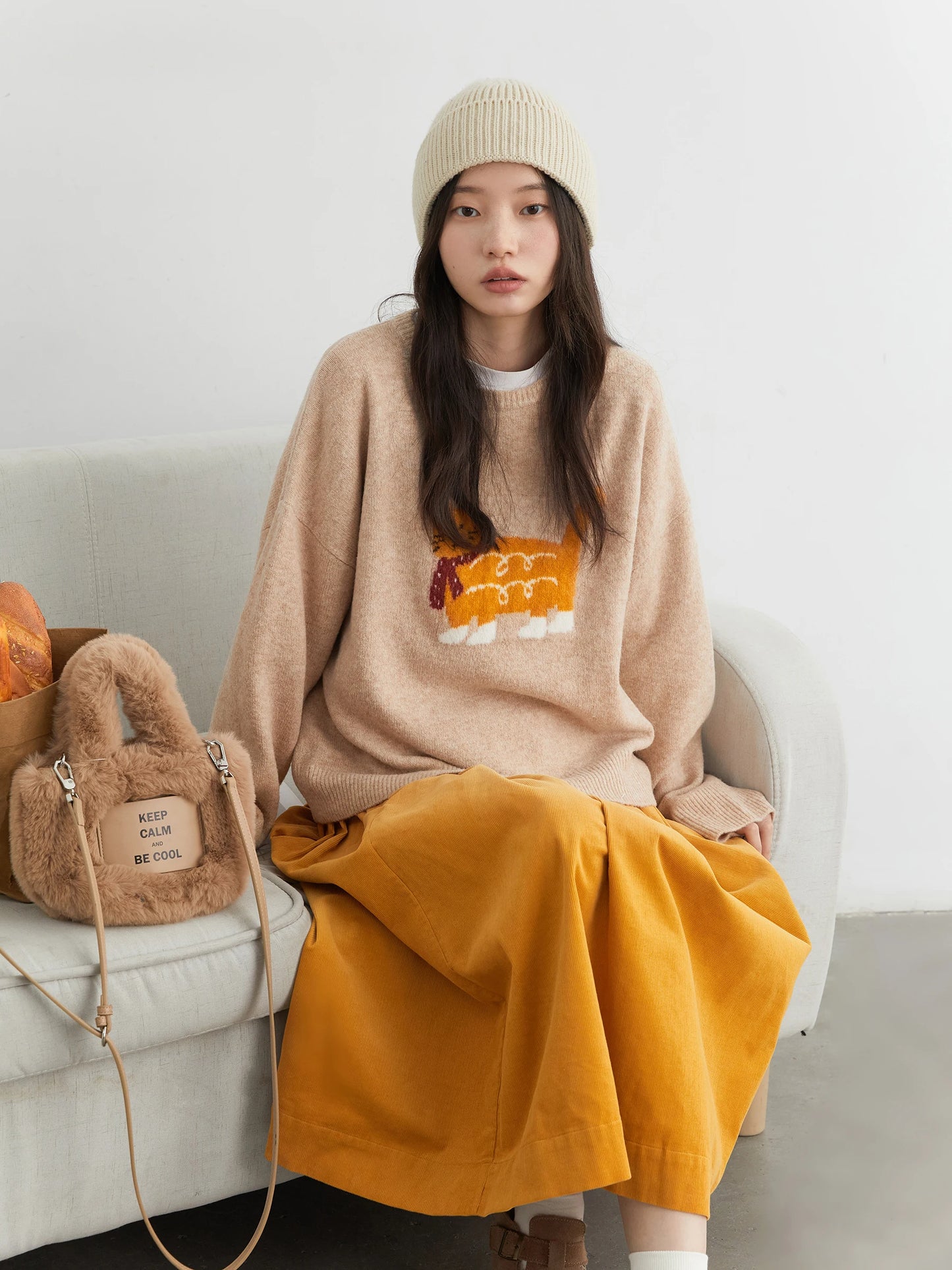 CHIC VEN New Women Sweaters Loose Casual O Neck Cartoon Cat Female Knitted Jumpers Pullovers for Girl Autumn Winter 2025