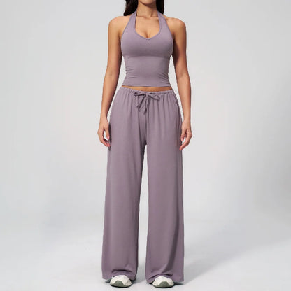 2/3PCS Fitness Suit Women Deep V Yoga Bra Flared pants Sports Suit Gym Tracksuits Female High Waist Bell Bottom Athletic Wear
