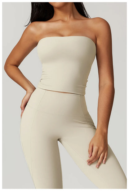 Custom LOGO Women's Strapless Tube Top Sexy Back Sports Underwear Women's Shockproof Quick-Drying Fitness Yoga Top