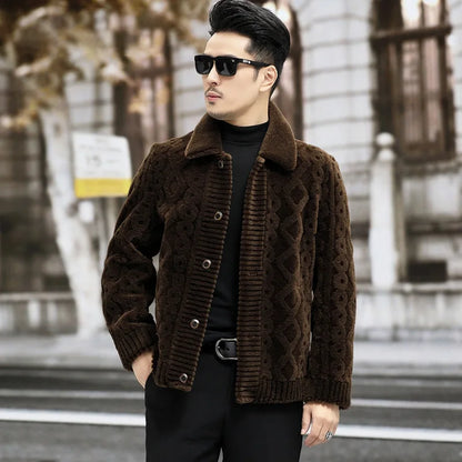 YOLANFAIRY New Sheep Shearing Jacket Men Winter 2025 Double-sided Wear 100% Wool Coat Man Clothing Short Men's Jackets chaqueta
