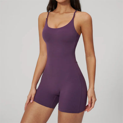 TRY TO BN Yoga Jumpsuit Shorts Cross Beautiful Back Sportswear Fitness Bodysuit One Piece Set Workout Running Gym Women Clothing