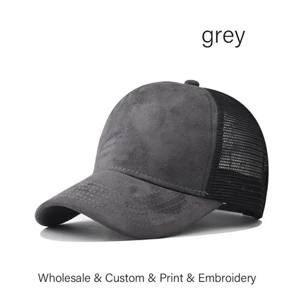 SLECKTON Custom Logo High-quality Suede Mesh Baseball Hat Letter Embroidery Brand Design Outdoor Sport Cap Wholesale Fashion