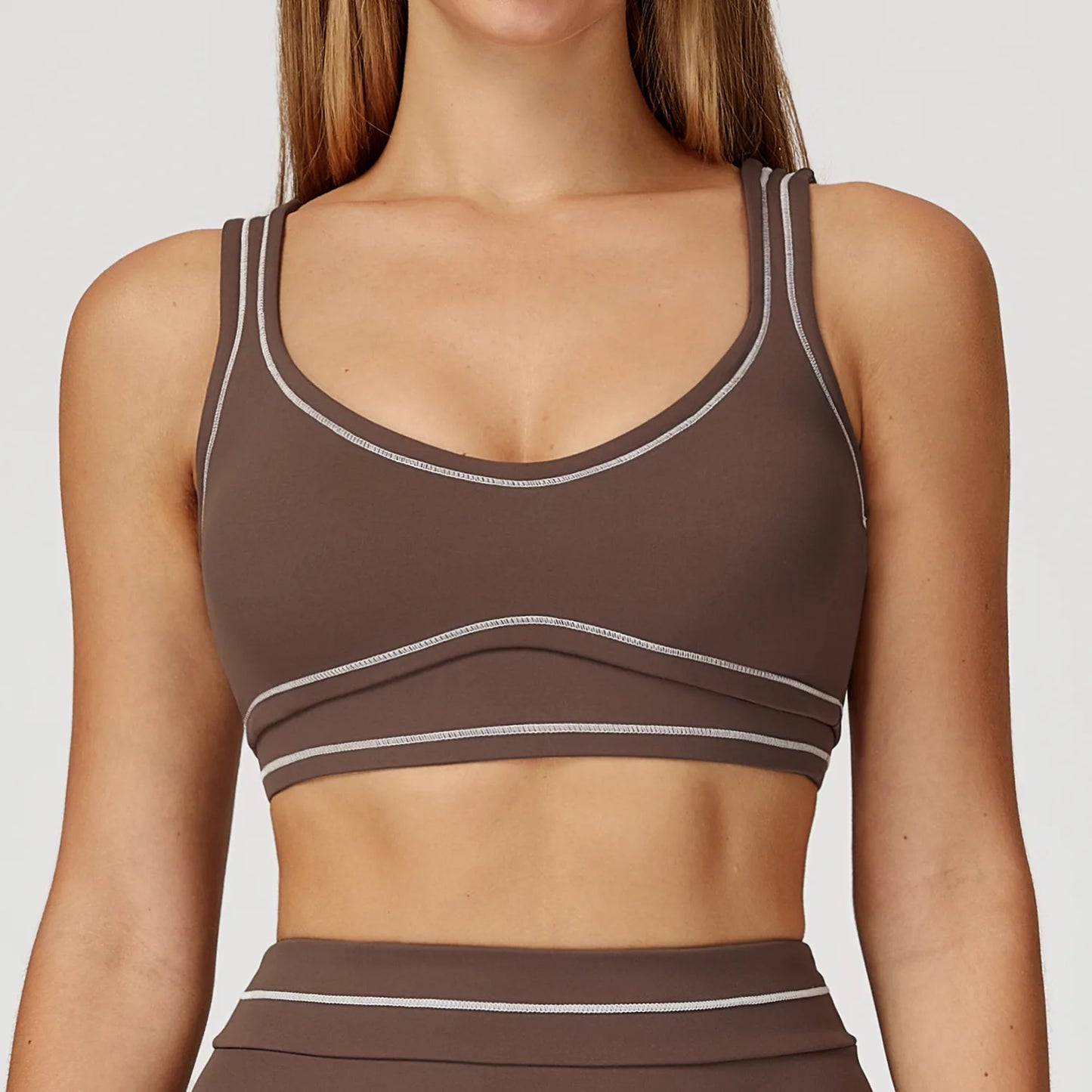 Color Contrast Yoga Bra Women Breathable Gym Fitness Bra Shockproof Sports Underwear Female Workout Bra Push Up Cycling Crop Top