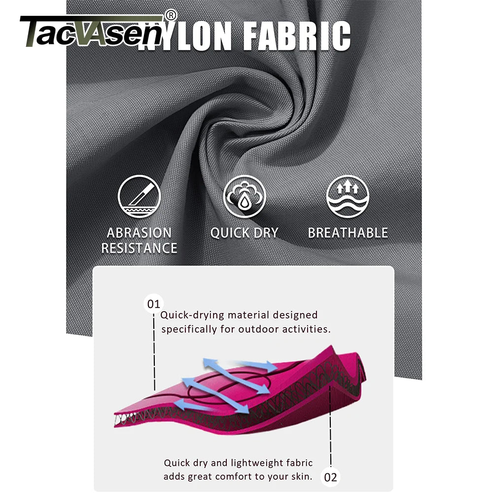 TACVASEN Quick Dry Long Sleeve Cargo Work Shirts with Pockets Mens Nylon Safari Hiking Shirts Button Down Shirts Clothes Males