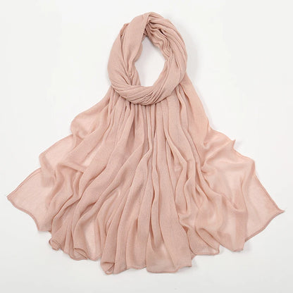 New Arrival Crinkle Rayon Hijab Women Muslim Scarf Shawls Solid Headscarf Wraps Big Size Plain Islamic Turban Headbands Foulard
