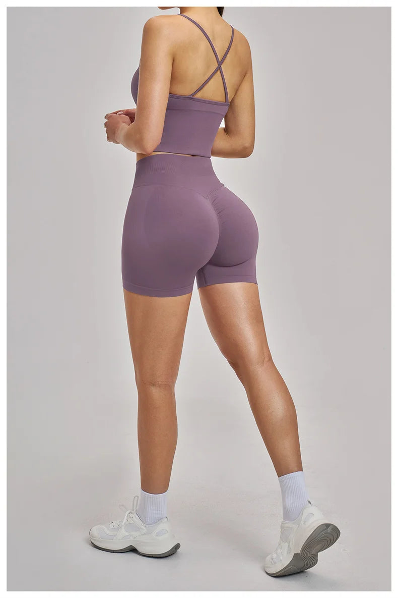 TRY TO BN Seamless Women's Tracksuit Shorts Yoga Set High Waisted Sportswear Fitness Workout Leggings Cycling Running Gym Shorts