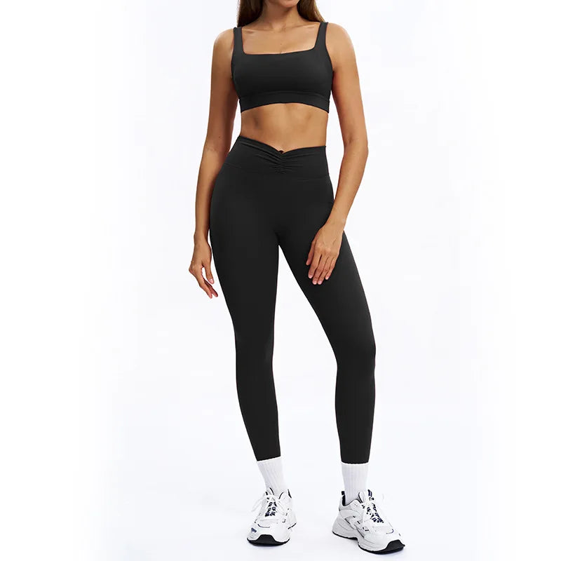 SWELTERING 2PCS Yoga Set Fitness Gym Tracksuit Sportswear Women Workout Outfits High Waist Leggings Sports Bra Athletic Wear