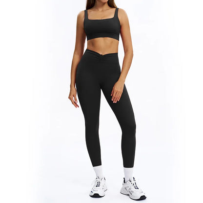 SWELTERING 2PCS Yoga Set Fitness Gym Tracksuit Sportswear Women Workout Outfits High Waist Leggings Sports Bra Athletic Wear