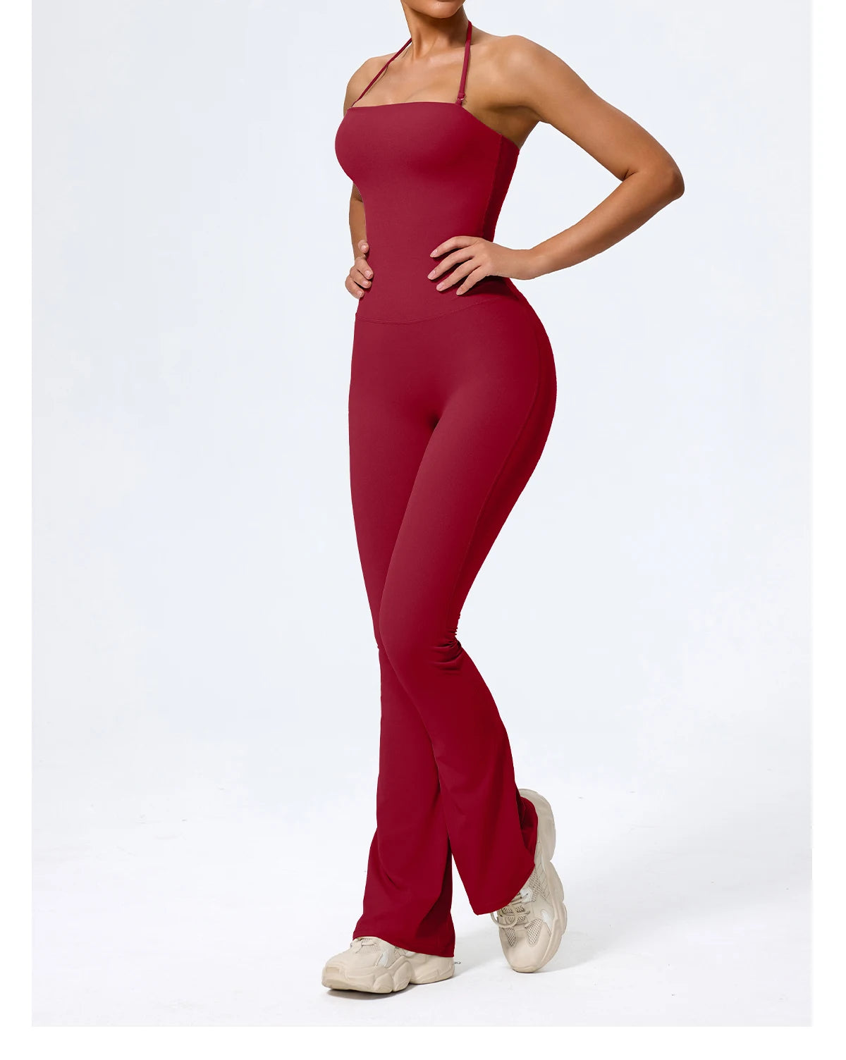 New Summer Women Sleeveless Hang Neck Jumpsuit Backless Flared Activewear Female Yoga Clothes Sport Outfit For Woman Overalls