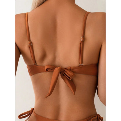S - XL 5 Colors Metal Ring Underwired Bikini Female Swimsuit Women Swimwear Two-pieces Bikini set Bather Bathing Suit Swim V6935