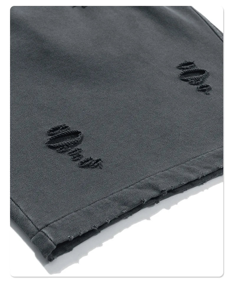 Customized LOGO Men's Heavy 100% Cotton High Street Wind Wash Old Loose Cut Couple Retro Shorts