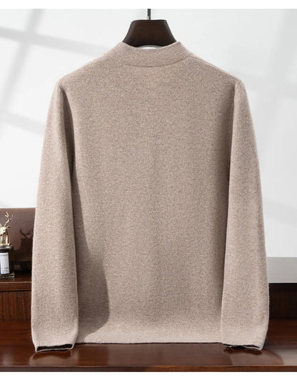 100%Pure Wool Chinese style buckle Cardigan Men Sweater Casual Comfort Knitted Long Sleeve Men's Wool Sweater Spring Autumn Coat