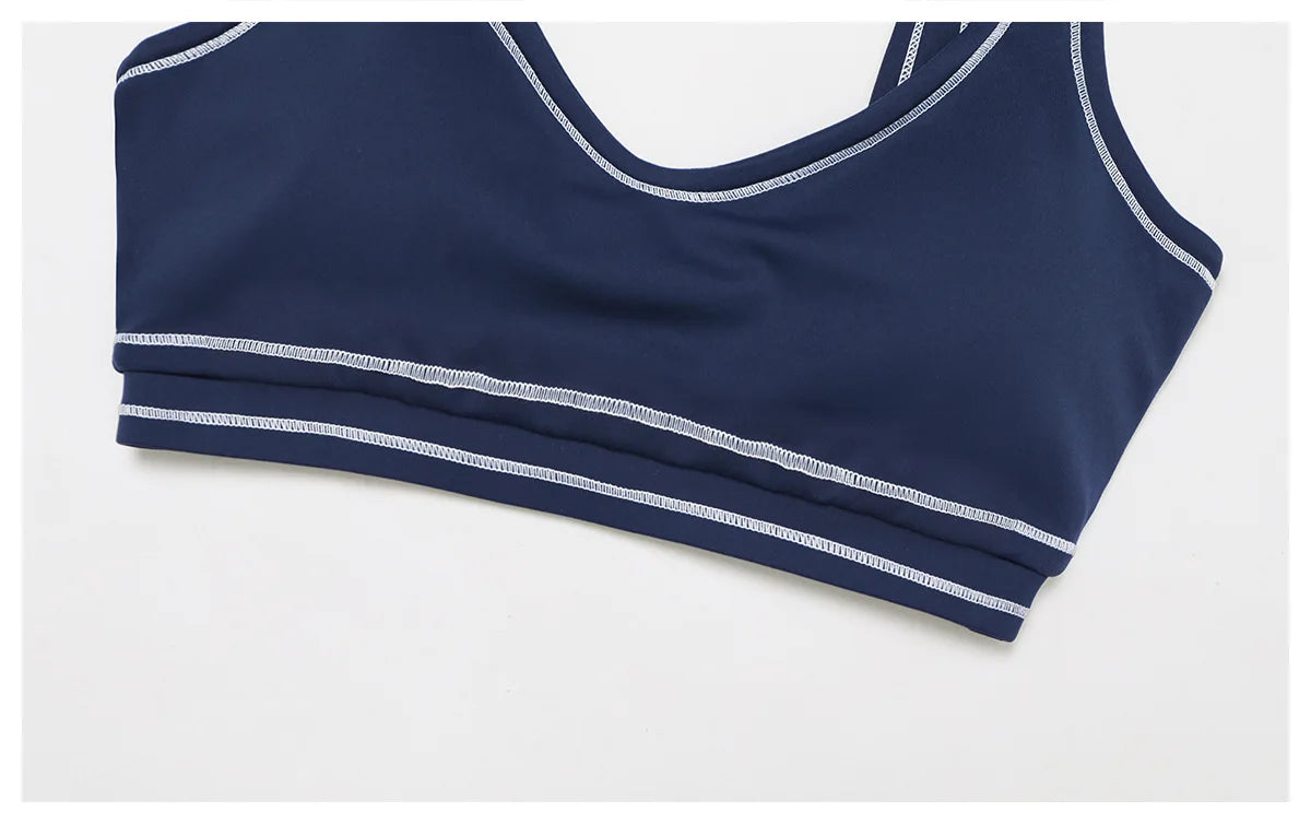 Color Contrast Yoga Bra Women Breathable Gym Fitness Bra Shockproof Sports Underwear Female Workout Bra Push Up Cycling Crop Top