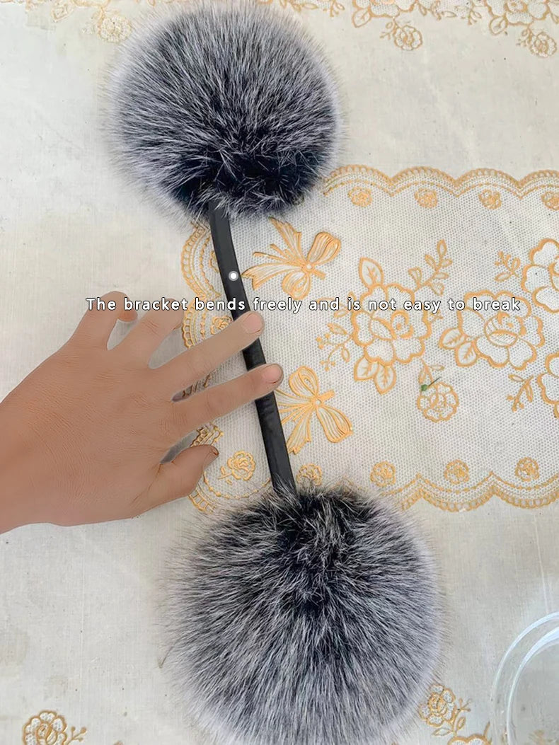New Arrival Women 100% Real Fox Fur Ear Cover Plush Genuine Fox Fur Earmuff Winter Lady Big Pompoms Fox Fur Fluffy Earmuffs Warm