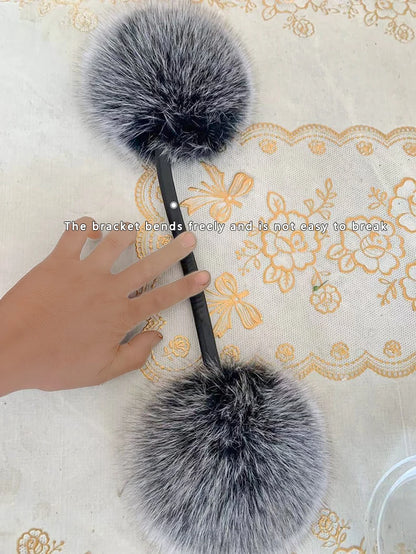 New Arrival Women 100% Real Fox Fur Ear Cover Plush Genuine Fox Fur Earmuff Winter Lady Big Pompoms Fox Fur Fluffy Earmuffs Warm