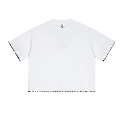 Custom LOGO Men's 240G Cotton Polyester American Cool Short Width Boxyfit Loose Short Sleeve T-Shirt Casual Top