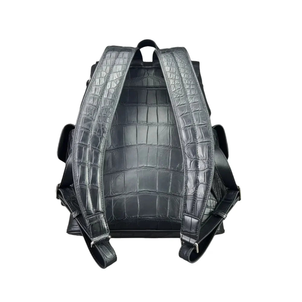 Authentic crocodile leather travel backpack unisex large schoolbag real crocodile leather fashion brand design men's backpack