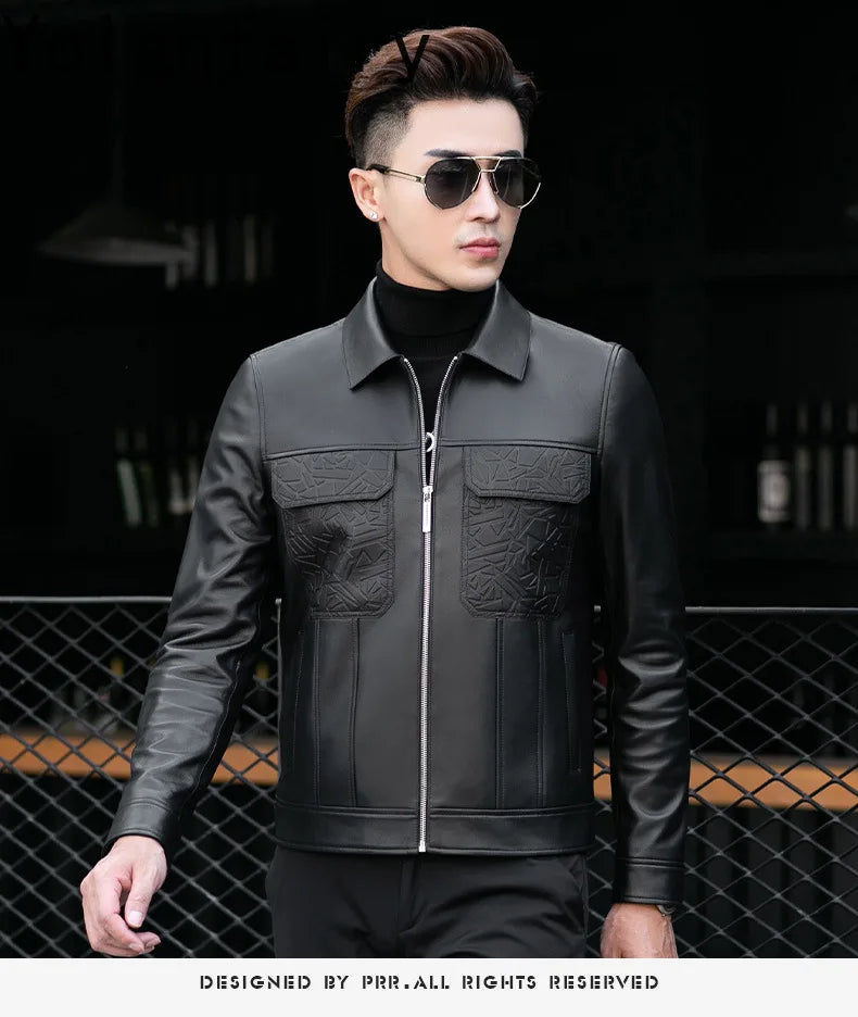 YOLANFAIRY Top Quality Real Sheepskin Genuine Leather Jacket Man Clothing Short Casual Leather Coat Soft Leather Jackets abrigos