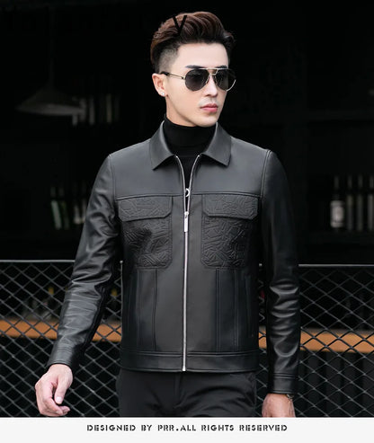YOLANFAIRY Top Quality Real Sheepskin Genuine Leather Jacket Man Clothing Short Casual Leather Coat Soft Leather Jackets abrigos