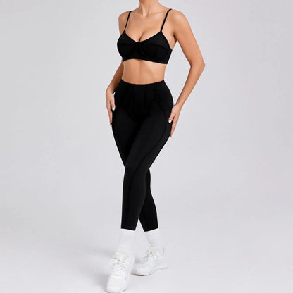 Hearuisavy 2025 New Style 2Pcs Sports Suit Women Workout Bra Suit Running Gym High Waist Legging Quick Dry Tight Yoga Clothing