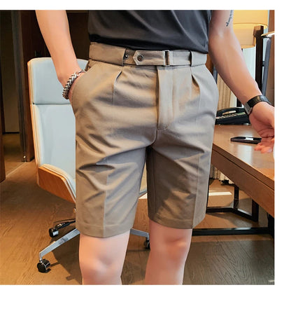 4 Color Summer British Style Suit Shorts 2023 Men Naples Business Casual Slim Fit Short Pant Fashion Slim Fit Solid Color Pants