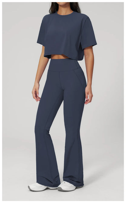 Custom LOGO women's yoga clothes, short sleeves, tight quick-drying trousers, fitness clothes, high-intensity sports suits