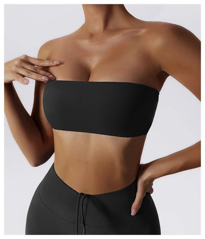 Summer Strapless Sports Bra Gym Women Quick-Drying Yoga Clothes Women Tube Top Fitness Chest Wrap Underwear Workout Bra Female