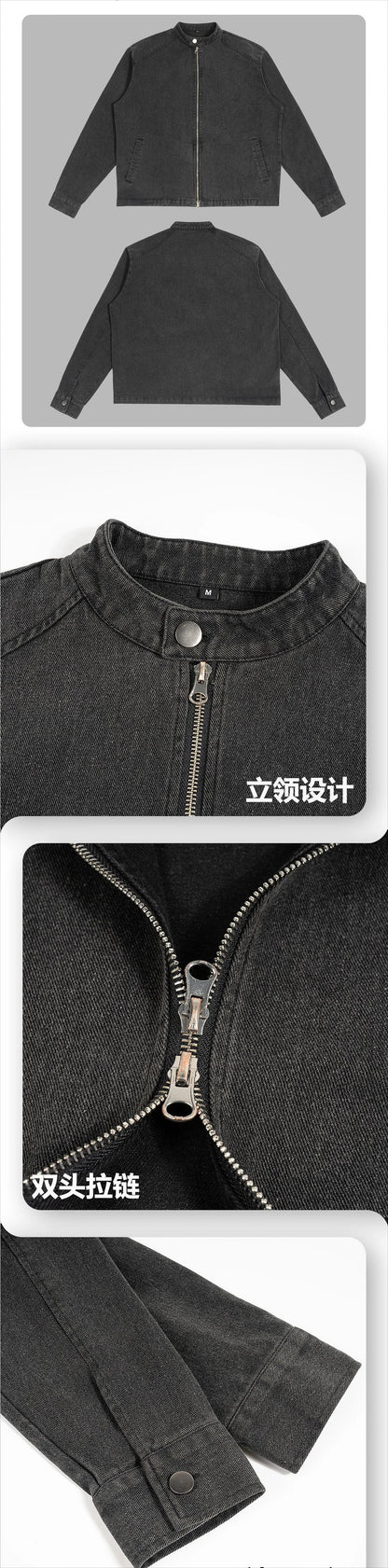 Custom LOGO men's 330G cotton stand-up collar jacket old coat autumn and winter new 2026 American retro boxy short and wide top
