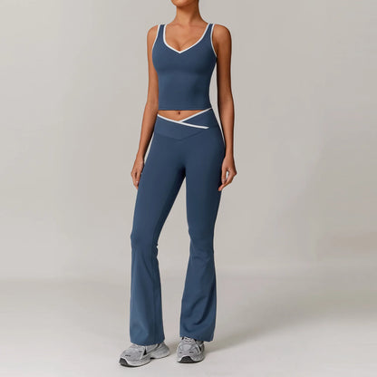 2 Pieces Gym Set Women's Sportswear Sports Bra Top High-waisted Long Pants Tracksuits Suitable For Outdoor Sports Workout Suit