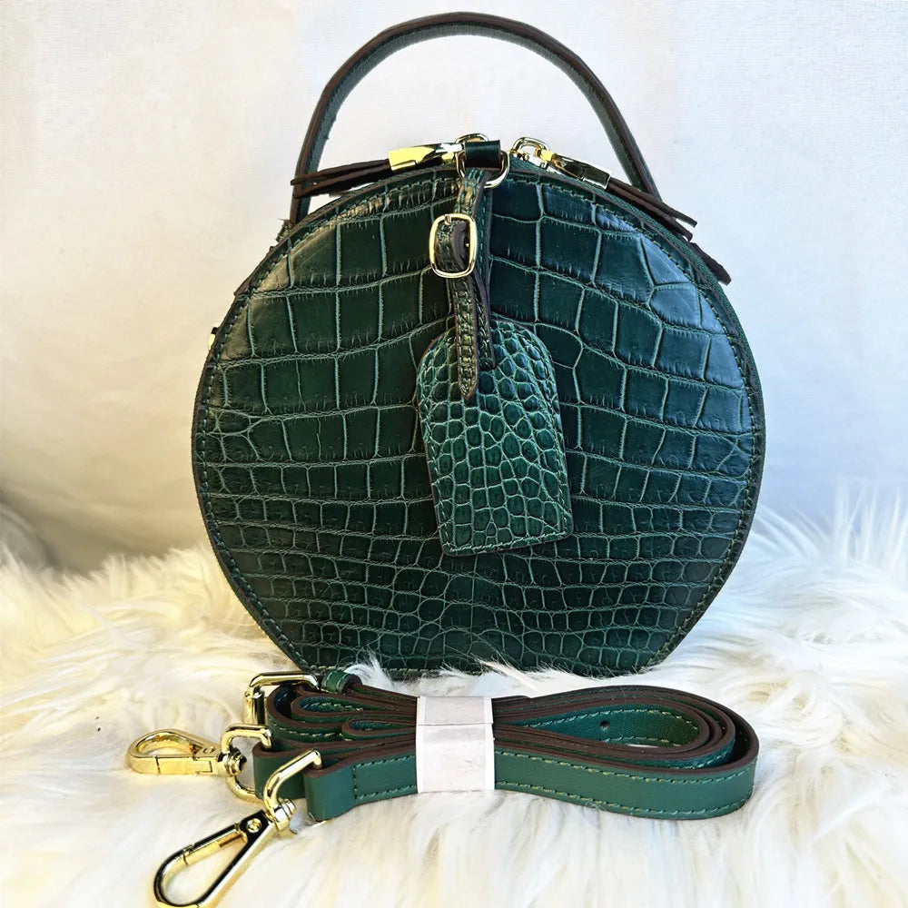 Authentic crocodile leather women's handbag real crocodile leather women's round shoulder bag fashion wallet