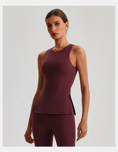 Solid Color Women Fitness Tight Short Yoga T -Shirt Tank Cropped Breathable Sports Running Vest Gym Clothing With Padded Cups