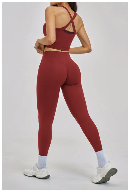 Women Gym Tracksuit Yoga Suit Sports Outfits High Waist Leggings Workout Clothes Female Fitness Running Suit Push Up Sportswear