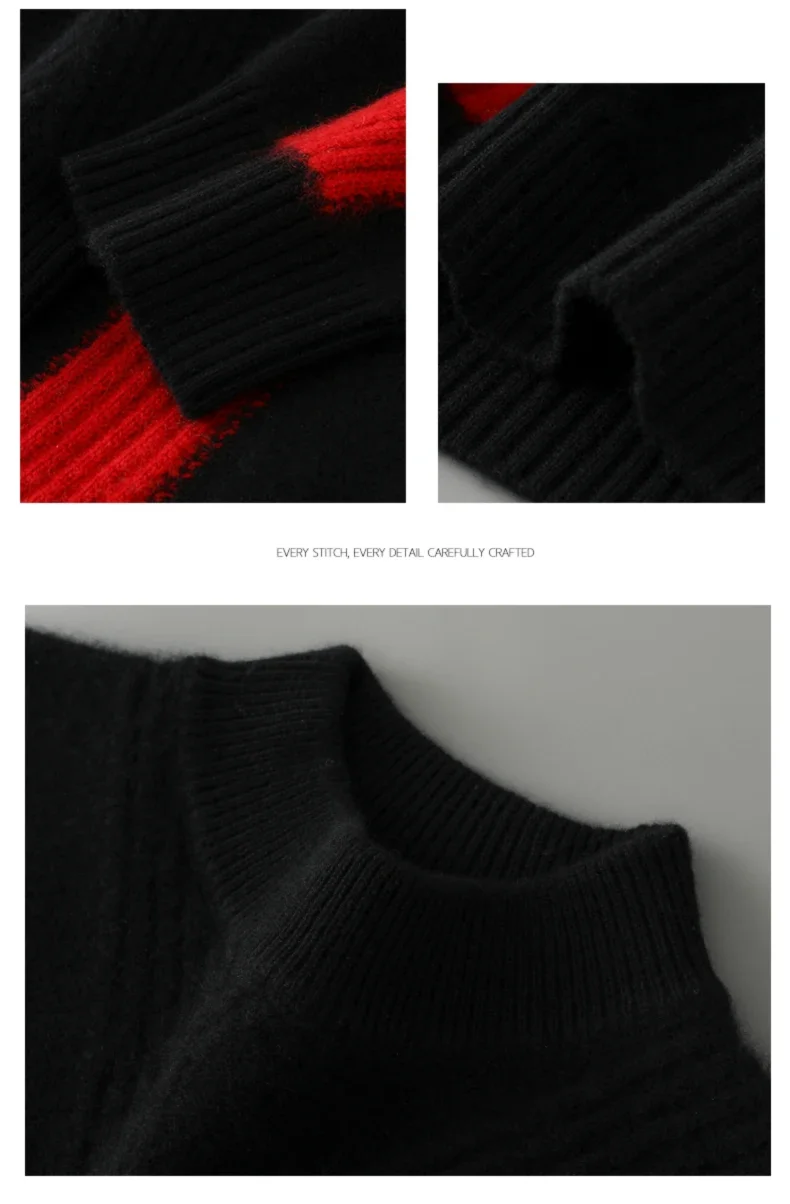 2025 Winter New Product Launch Men's Round Neck Jacquard Cashmere Knit Pullover 100% Pure Wool Men's Sweater Casual Thick Warm