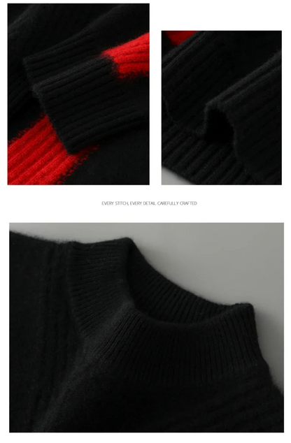 2025 Winter New Product Launch Men's Round Neck Jacquard Cashmere Knit Pullover 100% Pure Wool Men's Sweater Casual Thick Warm