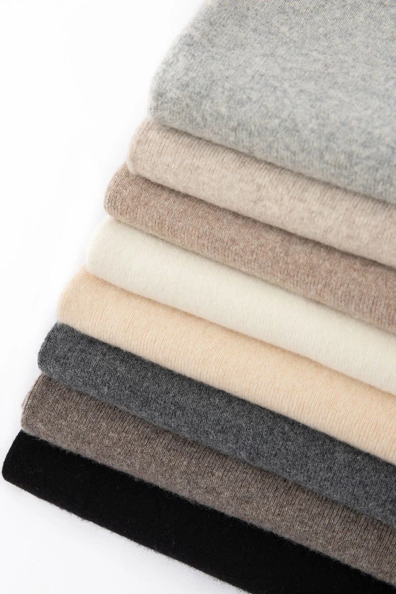 Autumn Winter Fashion Basic Women 100% Merino Wool Wide Leg Pants  Simple Style Cashmere Knitted Trousers Loose Casual Pants