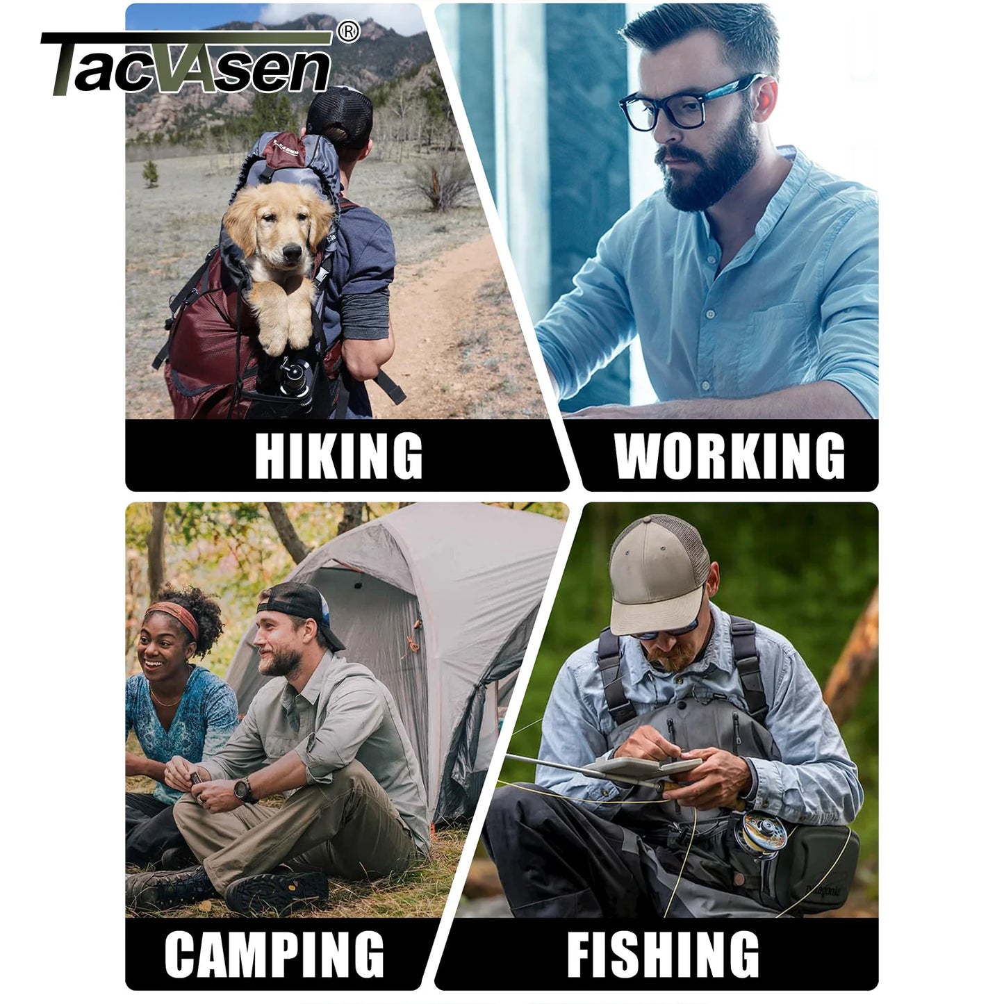 TACVASEN Quick Dry Long Sleeve Cargo Work Shirts with Pockets Mens Nylon Safari Hiking Shirts Button Down Shirts Clothes Males