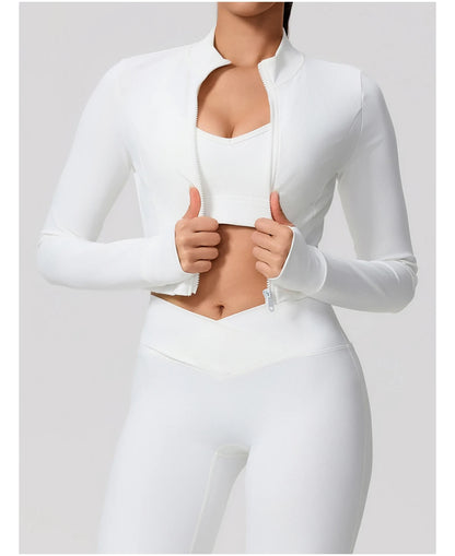 Summer Women Gym Zipper Long Sleeve Jacket Outdoors Workout Yoga Top Female Slim tight Clothes Women Quick-Dry Sportswear